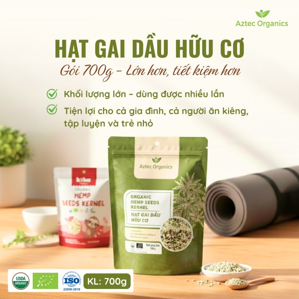 Hạt gai d a u hữu cơ Aztec Organics / BioBees Organic Hem p Seeds