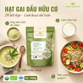 Hạt gai d a u hữu cơ Aztec Organics/ BioBees/ Kirkland Signature Organic Hem p Seeds