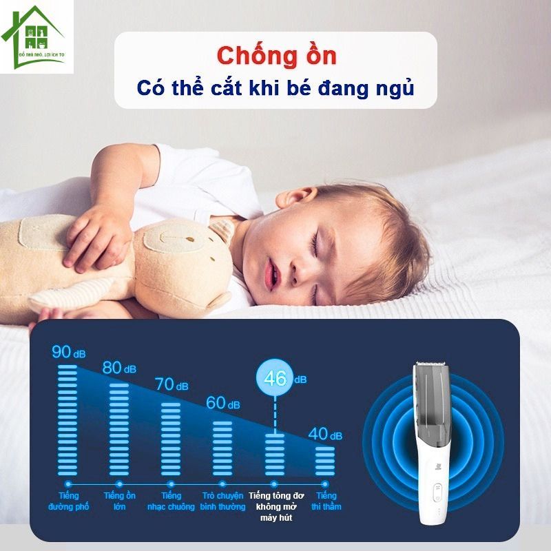 Tông đơ cắt tóc cho bé misuta, tonder tự động hút tóc rơi, máy tăng đơ hớt tóc êm dùng cho trẻ em.