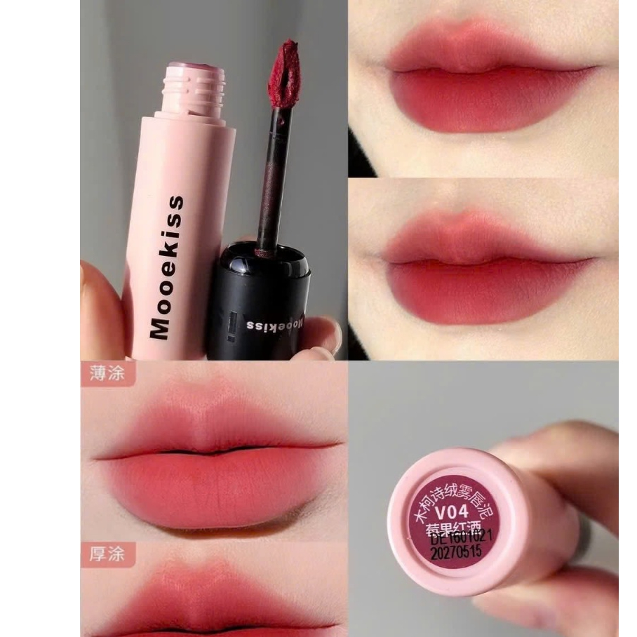 Son bùn Mooekiss Velvet lì mịn như nhung, hỗ trợ giảm thâm môi và làm sáng tông da vàng 3G | BigBuy360 - bigbuy360.vn