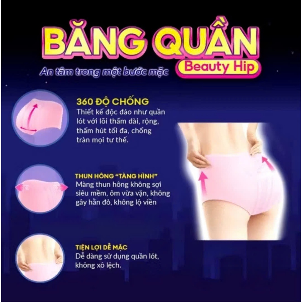 Băng vệ sinh Diana Beauty Hip Sensi ban đêm chống tràn dạng quần size S-M & M-L & L-XL