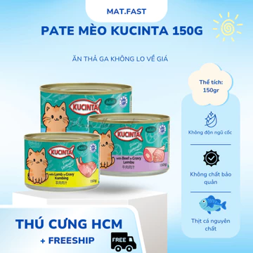 (Thùng 48 lon) Pate Kucinta lon 150g Pate cho mèo mọi lứa tuổi, pate giá rẻ nuôi mèo tiết kiệm