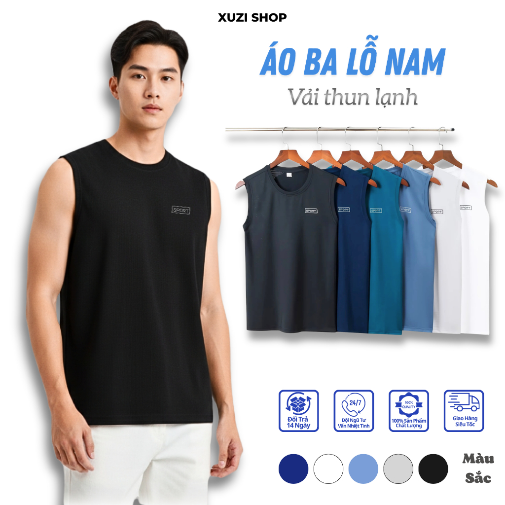 Áo ba lỗ nam áo sát nách tanktop thể thao XUZI vải thun lạnh lỗ kim siêu mát mùa hè co dãn 4 chiều,tập gym hoặc mặc nhà
