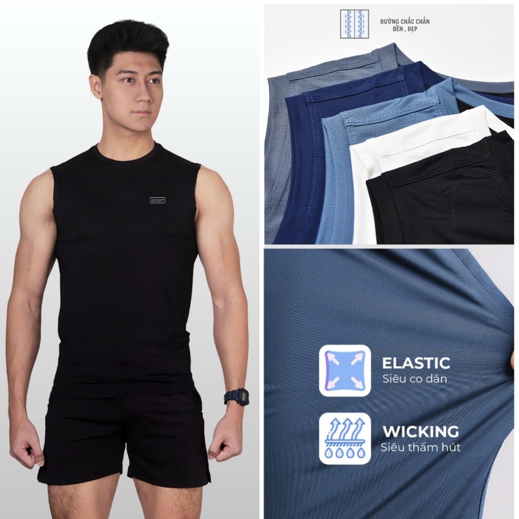 Áo ba lỗ nam áo sát nách tanktop thể thao XUZI vải thun lạnh lỗ kim siêu mát mùa hè co dãn 4 chiều,tập gym hoặc mặc nhà
