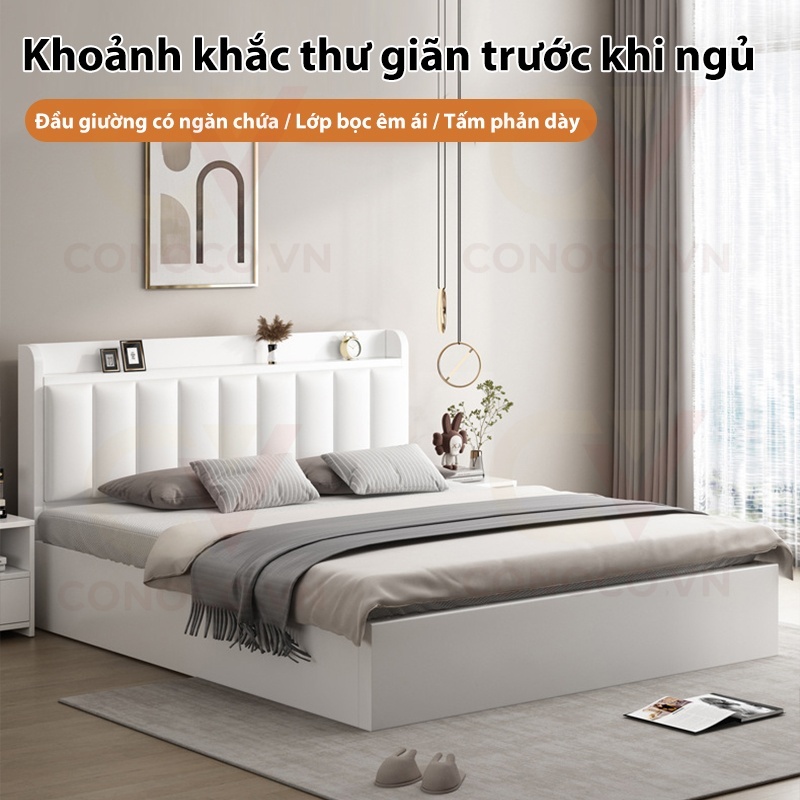 CONOCO Giường Ngủ Gỗ Hiện Đại Tự Nhiên Bọc Nệm Cao Cấp 1000kg - Giá Tốt Nhất