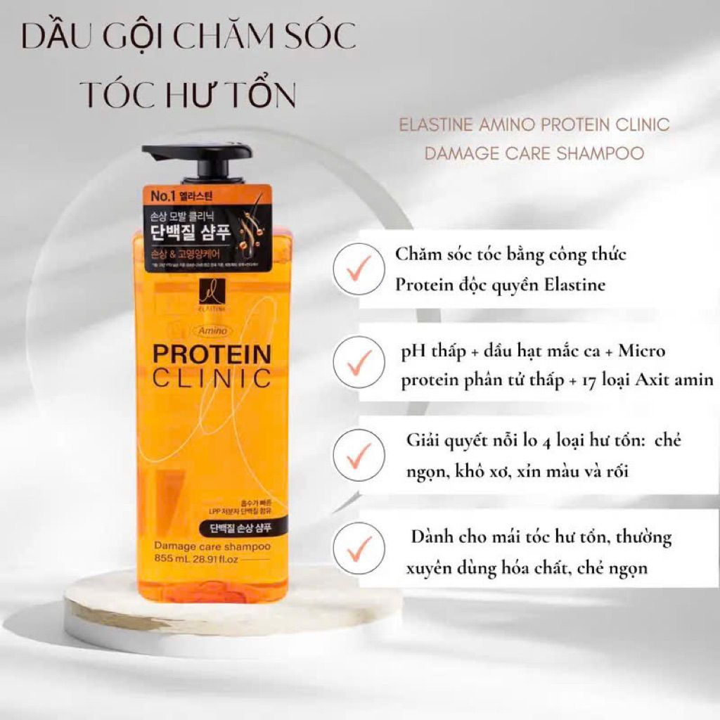 CẶP GỘI XẢ ELASTINE AMINO PROTEIN CLINIC 850ML