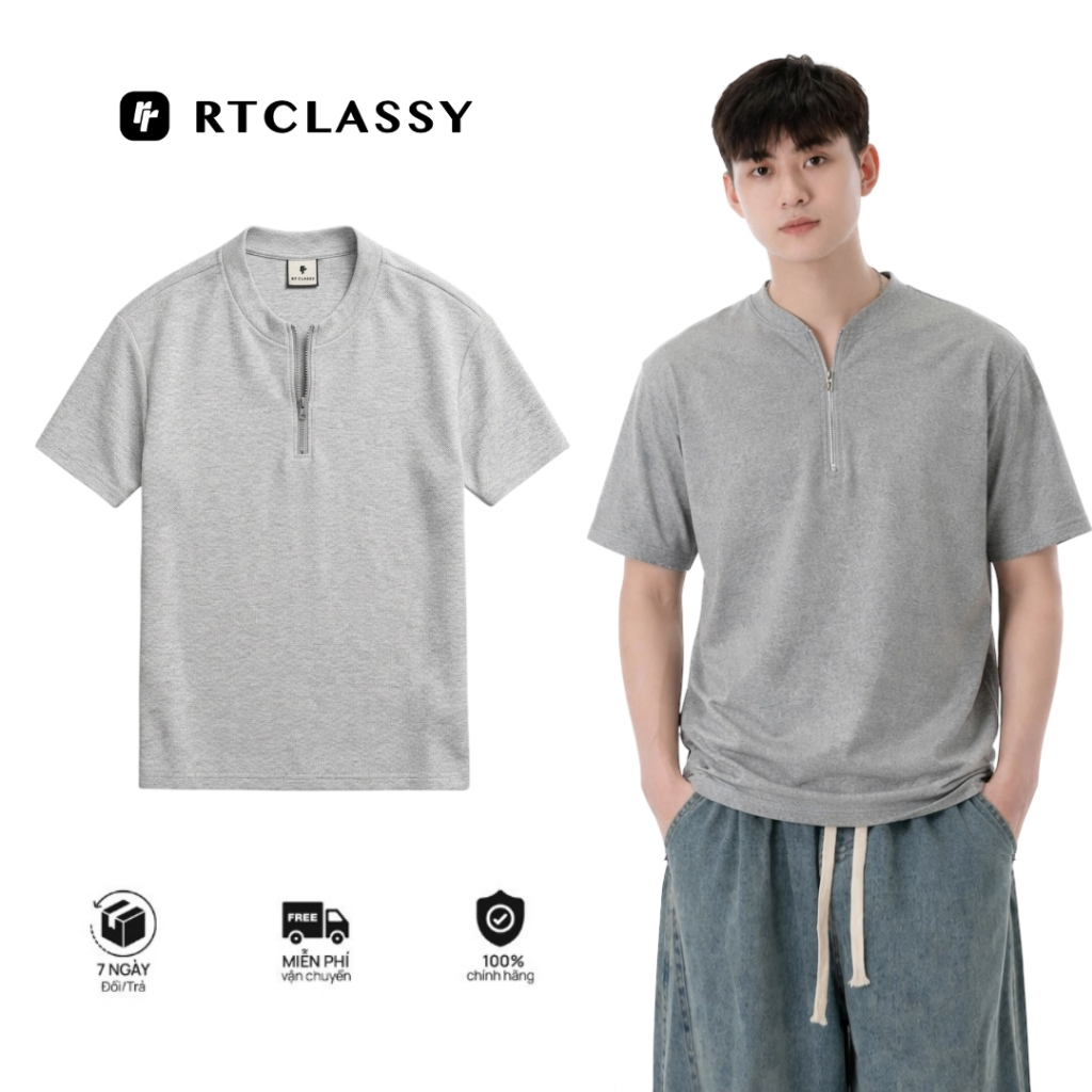 Áo Thun Cổ ZIP RT CLASSY Nam Nữ Form Regular Trẻ Trung Chất Liệu Air Cotton Thoáng Mát