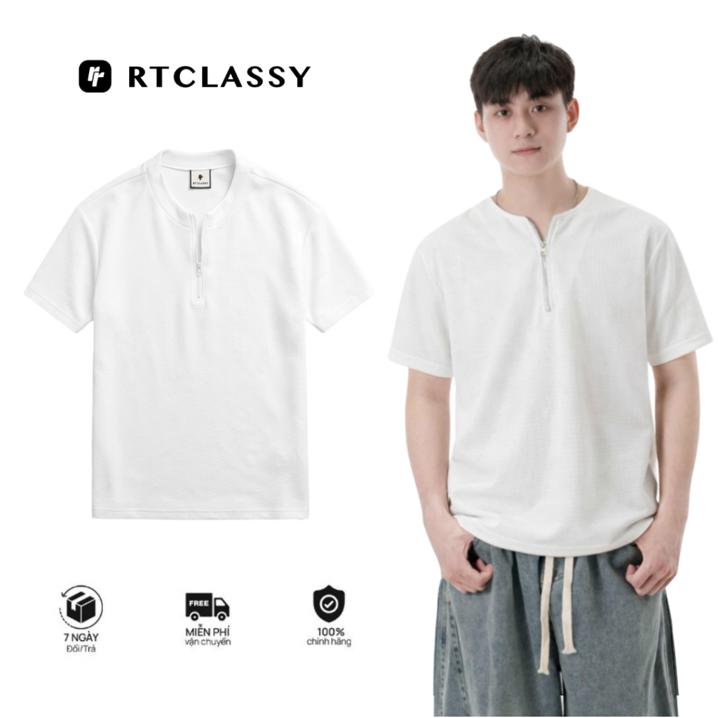 Áo Thun Cổ ZIP RT CLASSY Nam Nữ Form Regular Trẻ Trung Chất Liệu Air Cotton Thoáng Mát