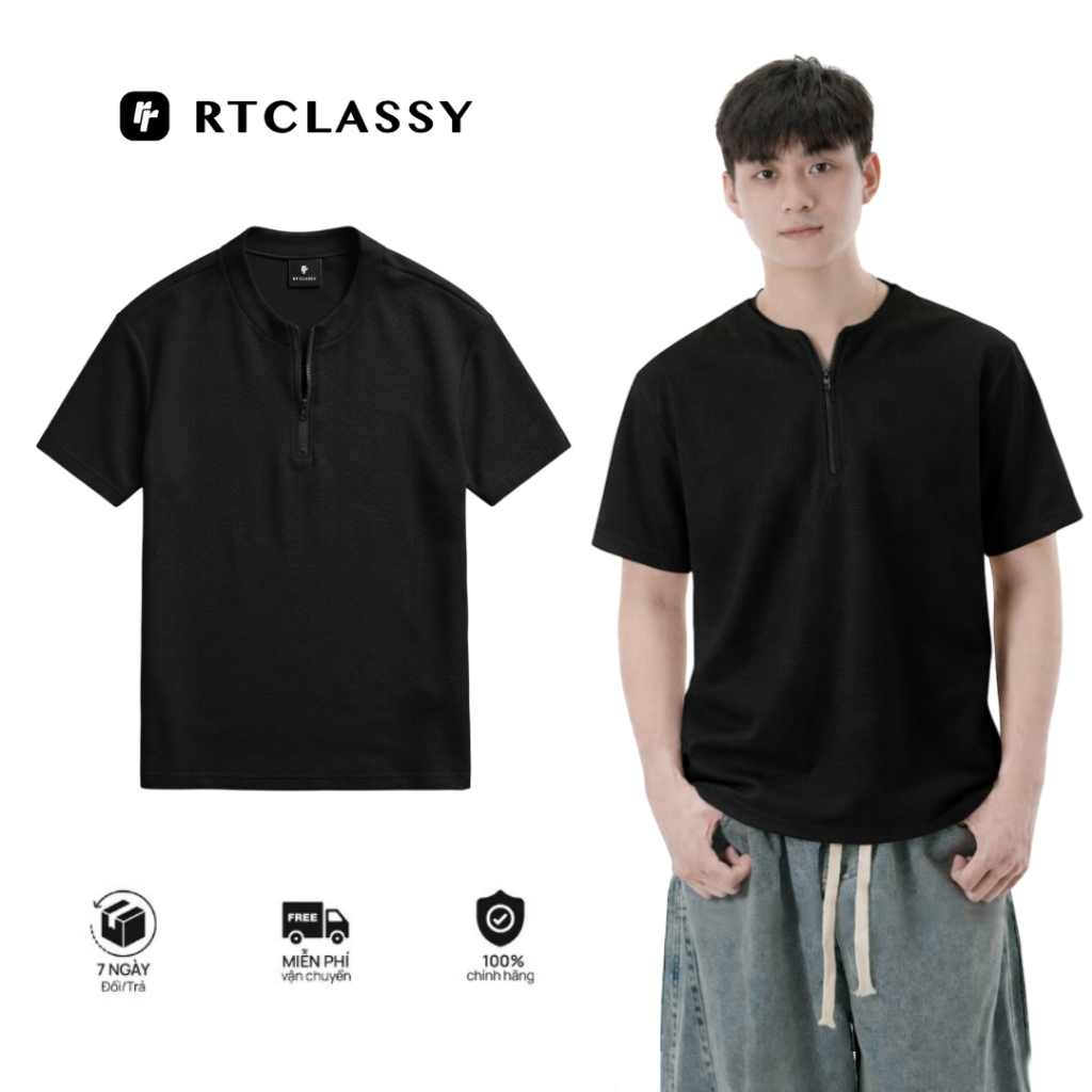 Áo Thun Cổ ZIP RT CLASSY Nam Nữ Form Regular Trẻ Trung Chất Liệu Air Cotton Thoáng Mát