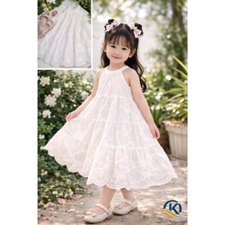 [HÀNG MỚI VỀ]Váy Bé Gái Siêu Hot 2026 - Đầm thêu cotton 100% Trắng Công Chúa Thiết Kế Cao Cấp Cho Bé Gái Diện Hè 13-45kg