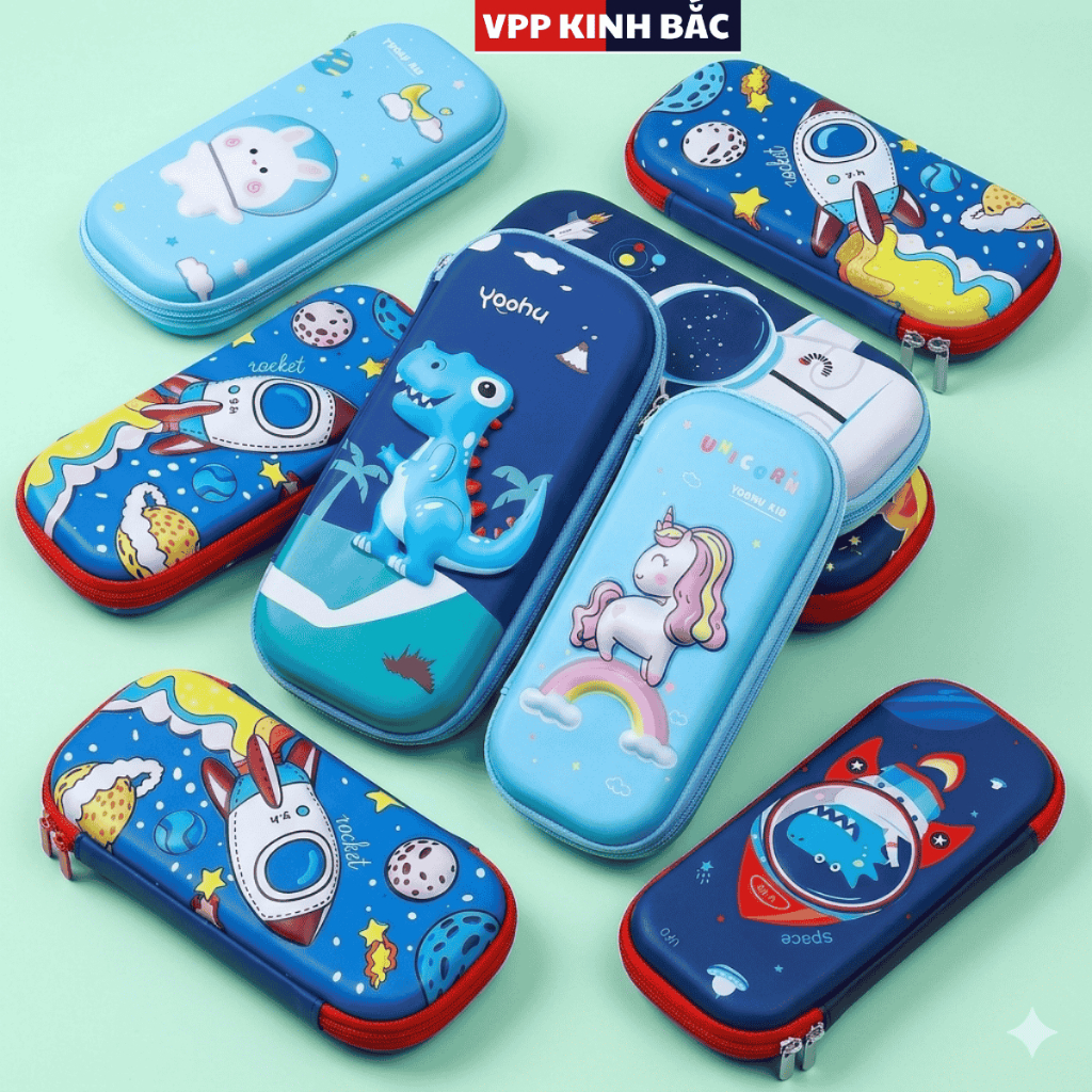 Hộp bút 3D hoạ tiết dễ thương cho bé trai bé gái