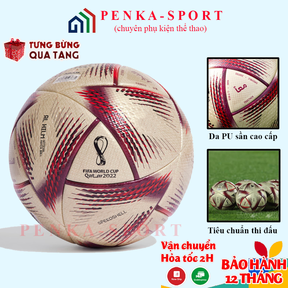 Quả bóng đá wc22 (Chung kết) Size 5, bóng đá đúc mẫu mới nhất + Tặng kim bơm, túi lưới ,Bảo Hành 12 Tháng