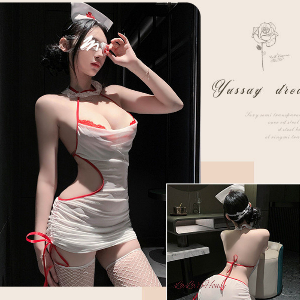 Đồ Ngủ Cosplay Y Tá Phối Ren Ngực Gợi Cảm Ôm Body C240 - LaLaHoney