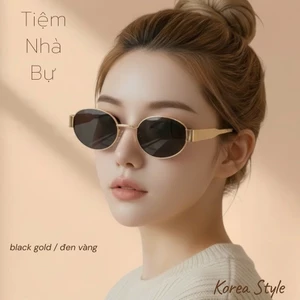 Kính mát oval diện áo dài Bự Store unisex thời trang gọng kim loại thời trang cổ điển 1016
