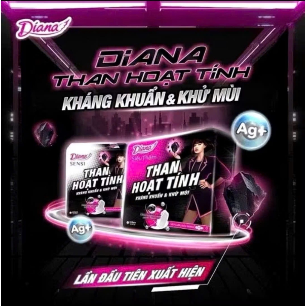 Combo 6 gói Băng vệ sinh Diana siêu thấm than hoạt tính siêu mỏng cánh 8 miếng