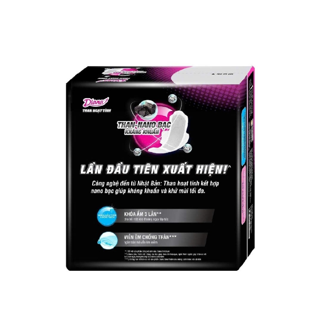 Combo 6 gói Băng vệ sinh Diana siêu thấm than hoạt tính siêu mỏng cánh 8 miếng