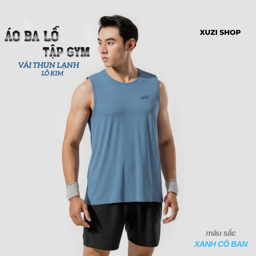 Áo ba lỗ tập gym áo tanktop sát nách thể thao vải thun lạnh thông hơi thoáng khí siêu mát co dãn 4 chiều của nhà XUZI.