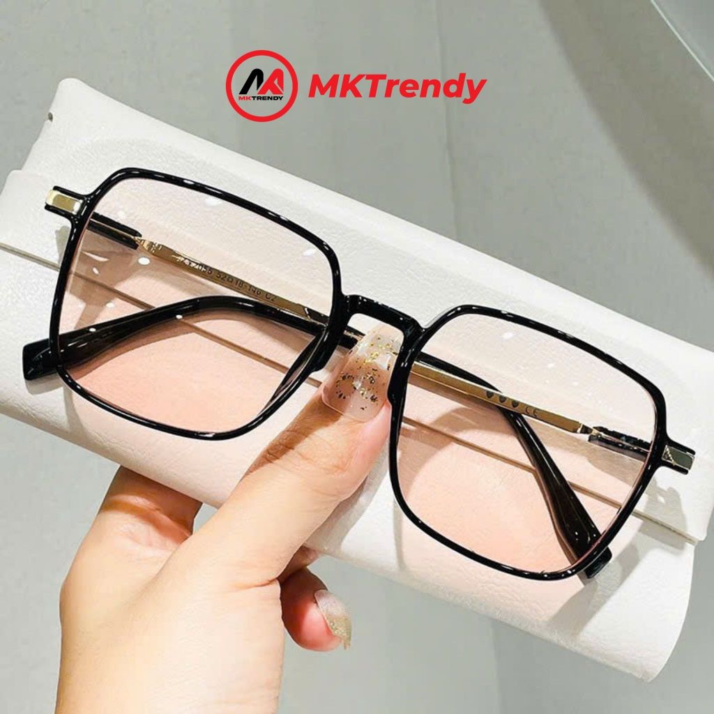 Kính đổi màu MKTRENDY gọng kim loại vuông chống tia UV chống ánh sáng xanh thời trang nam nữ X14