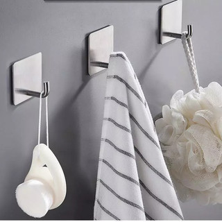 Móc dán tường inox số 7 đế vuông treo đồ không cần khoan chống nước bền chắc tiện dụng