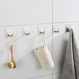 Móc dán tường inox số 7 đế vuông treo đồ không cần khoan chống nước bền chắc tiện dụng