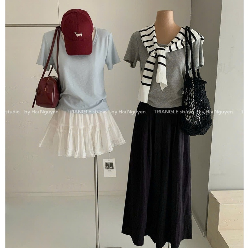 TRIANGLE - Pastel T-shirt (Cân nhắc kỹ, return is not welcomed) - Áo thun Hàn Quốc chất vải cao cấp siêu đẹp, mát