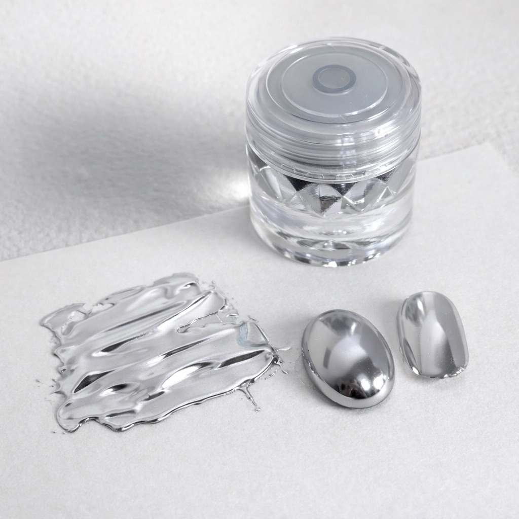 Bột tráng gương bạc (Chrome silver nail powder) -Linh Bùi)