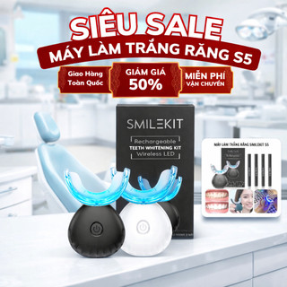 Máy Làm Trắng Răng SMILEKIT S5, Tặng 4 Bút Gel Làm Trắng Răng , Loại Bỏ Các Vết Ố An Toàn, Hiệu Quả, Không Ê Buốt