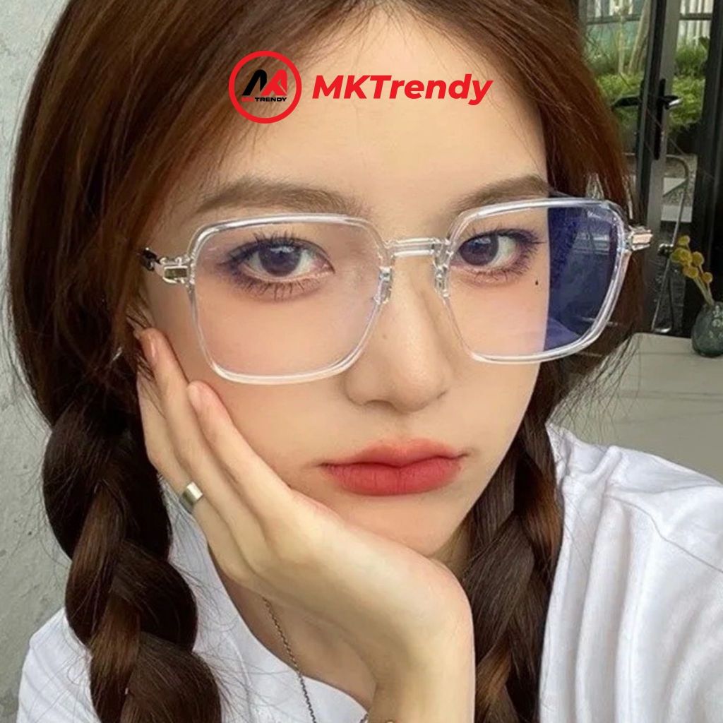 Kính đổi màu gọng kim loại vuông MKTRENDY chống tia UV chống ánh sáng xanh thời trang nam nữ X14
