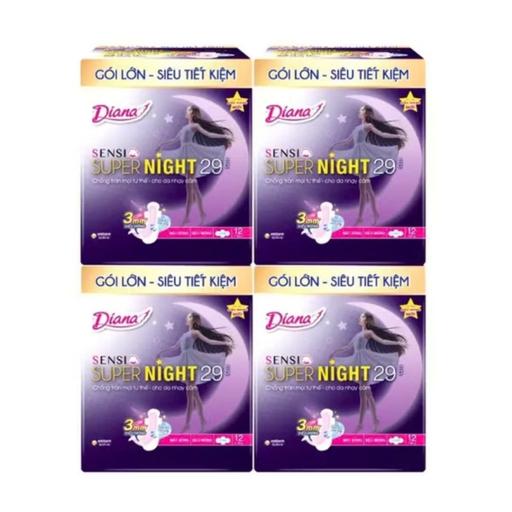 [Combo 4/6 gói] Băng Vệ Sinh Diana Ban Đêm Sensi Supernight 29/35cm
