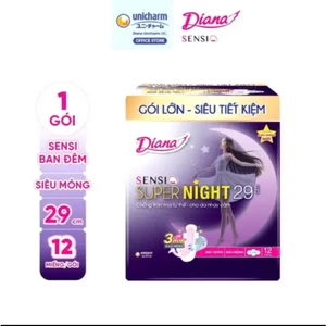 Băng vệ sinh Diana ban đêm Sensi Night 29cm gói 12 miếng