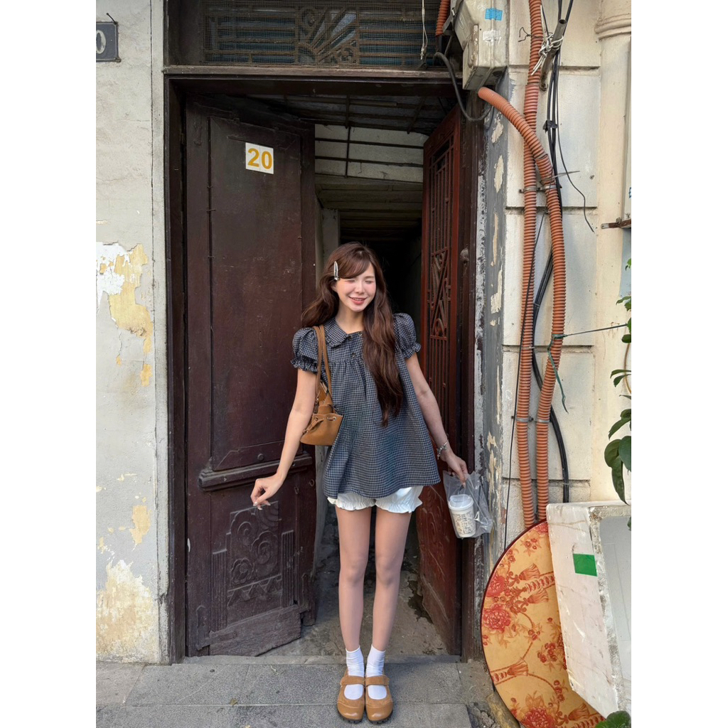 Quần short bí nhún cạp chun Nữ the.sweaterweather TSW