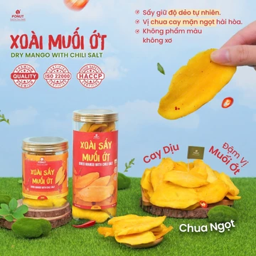 Xoài muối ớt sấy dẻo FONUT Hũ 500g-300g trái cây sấy, xoài sấy dẻo tốt cho mẹ bầu, ăn kiêng, ăn vặt