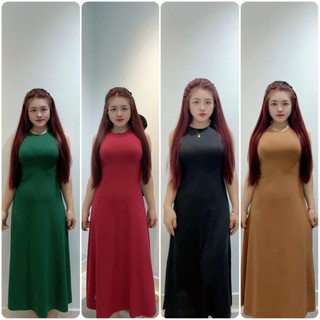 Đầm maxi sát nách cổ tròn dáng dài co giãn tôn dáng full màu