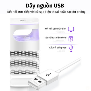 Đèn bắt muỗi kiêm đèn ngủ dùng cổng USB tiết kiệm điện an toàn tiện dụng cho phòng ngủ