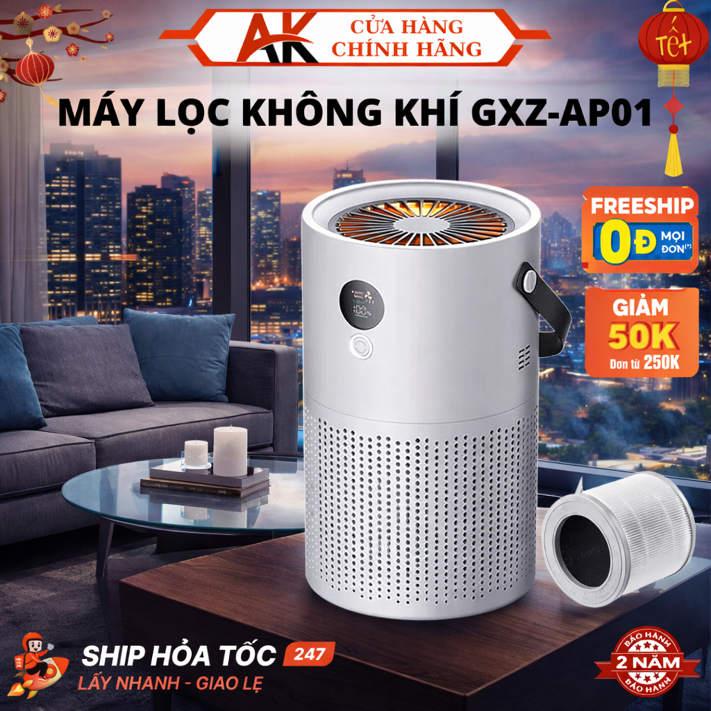Máy Lọc Không Khí Diệt Khuẩn Air Purifier AP01 Thế Hệ Mới Lõi Lọc 4 Lớp Lọc Bụi Mịn