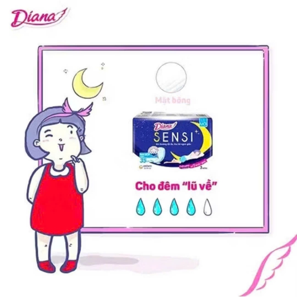 [Combo 6 gói] Băng Vệ Sinh Diana Ban Đêm Sensi Cool Fresh Supernight 29/35cm