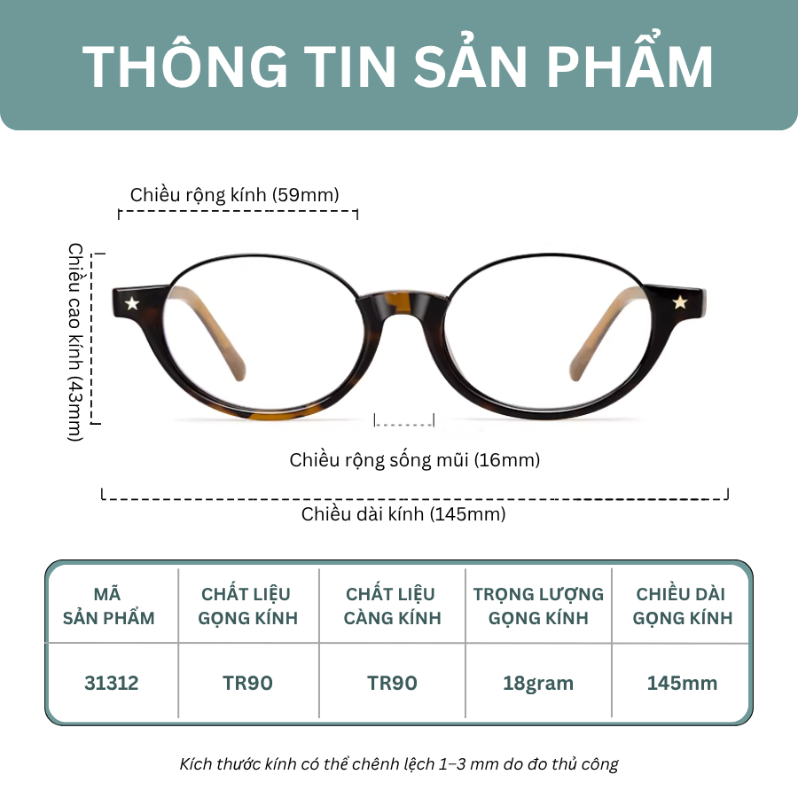 Kính Mắt Thời Trang INNI Mắt Mèo Retro, Kính Cận Nữ Chống Ánh Sáng Xanh, Gọng Đen Siêu Nhẹ 31312