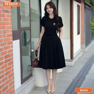 Đầm thiết kế BEMINE cổ sơ mi tay búp sen dáng chữ A phù hợp đi làm-B449