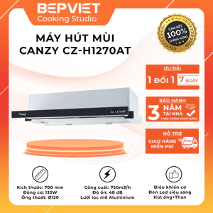 Hút mùi âm tủ Canzy CZ-H1270AT Model 2026 thiết kế gọn nhẹ kích thước 700 phù hợp nhiều tủ bếp hút khử qua ống hoặc than
