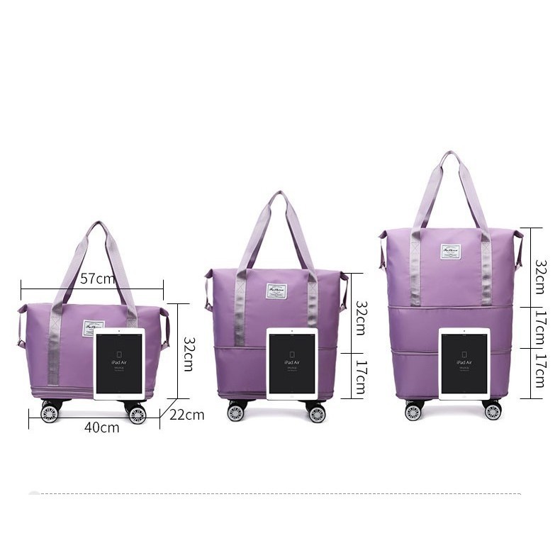 Túi Du Lịch tiện lợi Có Bánh Xe 3 Tầng Nhiều Ngăn chống nước, thay đổi kích thước linh hoạt