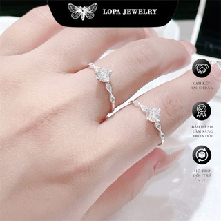 Nhẫn nữ bạc , SK406, nhẫn 4 châu thân zích zắc, cá tính , nhỏ nhắn , Bạc ta LoPa