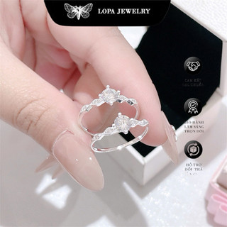 Nhẫn nữ bạc , SK406, nhẫn 4 châu thân zích zắc, cá tính , nhỏ nhắn , Bạc ta LoPa