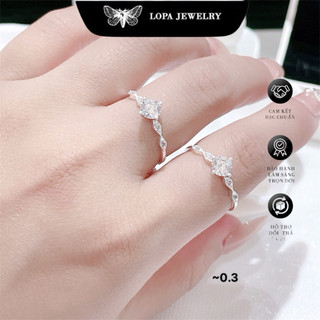 Nhẫn nữ bạc , SK406, nhẫn 4 châu thân zích zắc, cá tính , nhỏ nhắn , Bạc ta LoPa