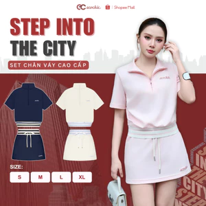 Set Chân Váy ECOCHIC Khoá Áo Halzip Bo Dệt Váy Ngắn Có Dây Rút Logo Thêu Chất Liệu Cao Cấp Mềm Mịn B219
