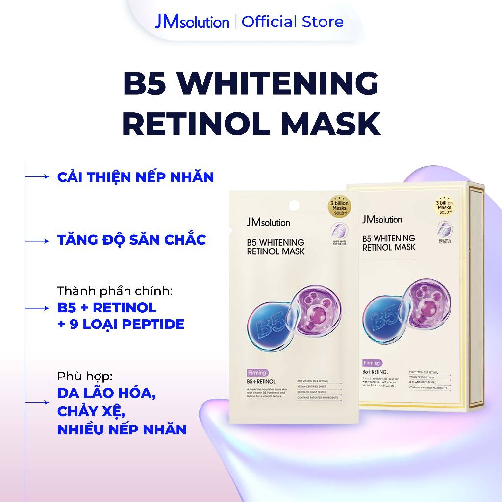 JMsolution Mặt Nạ B5 Whitening Retinol Mask Chính Hãng Cấp Ẩm, Săn Chắc Da, Chống Lão Hóa