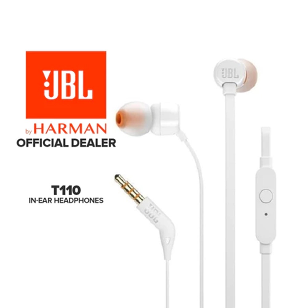 Tai nghe âm thanh nổi JBL T110 có cáp 3,5 mm cho thể thao âm nhạc Có nhiều màu để lựa chọn