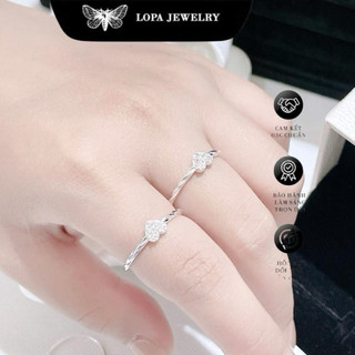 Nhẫn nữ bạc, Sk401,nhẫn nữ trái tim đá thân xoắn trơn , xinh xắn , nhỏ nhắn , ý nghĩa, Bạc ta LoPa