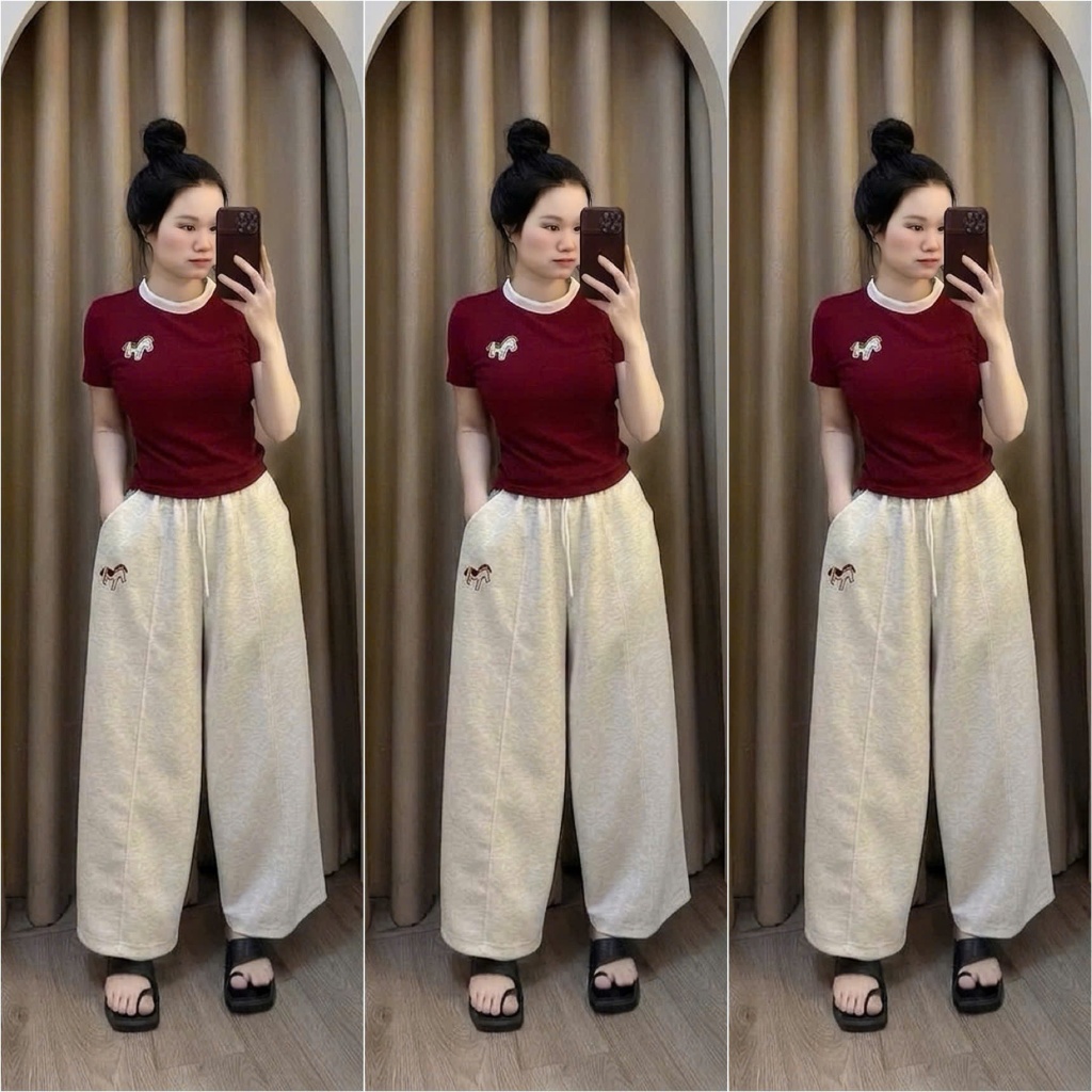 HT10. Sét áo thun quần umi hàng đẹp mặc mát. Áo thun quần baggy chất umi đủ size 40-70kg
