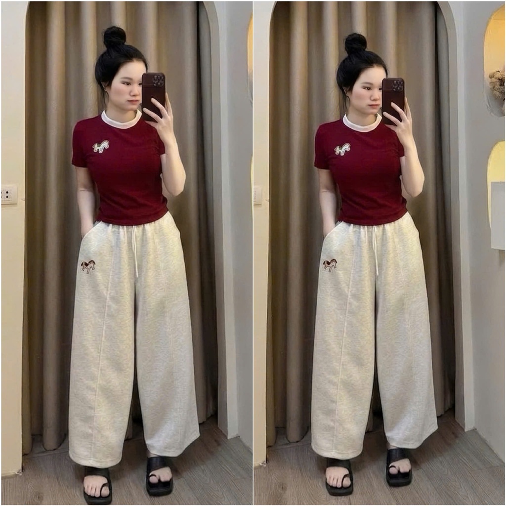 HT10. Sét áo thun quần umi hàng đẹp mặc mát. Áo thun quần baggy chất umi đủ size 40-70kg