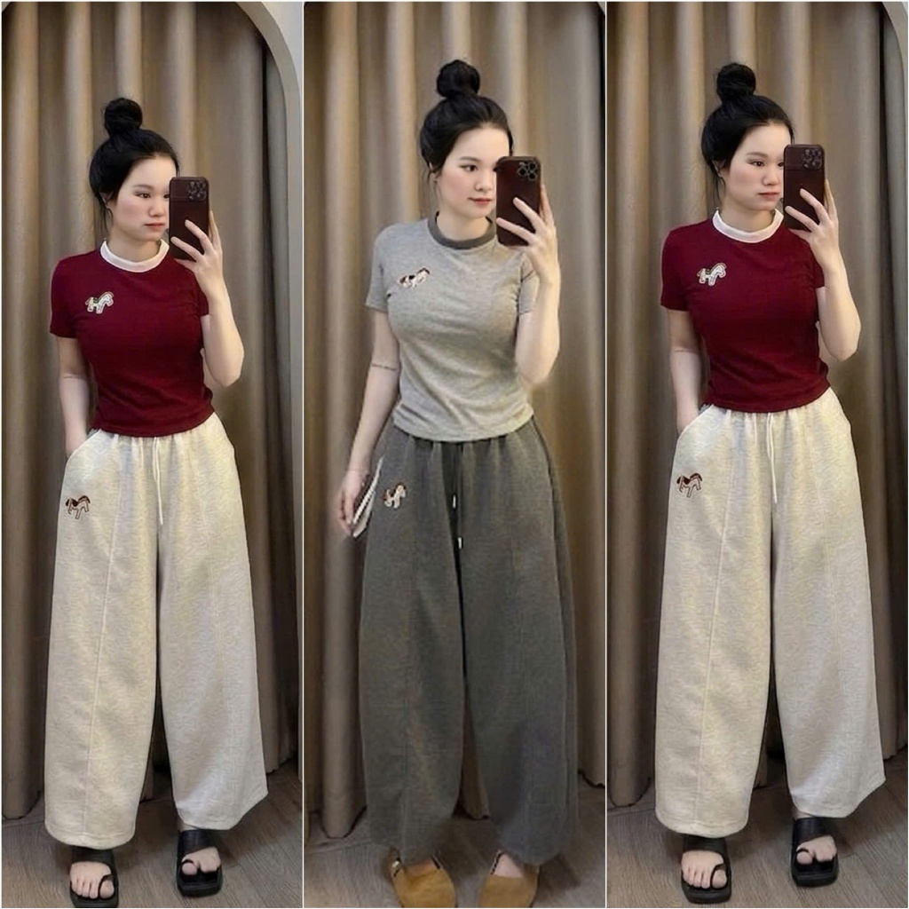 HT10. Sét áo thun quần umi hàng đẹp mặc mát. Áo thun quần baggy chất umi đủ size 40-70kg